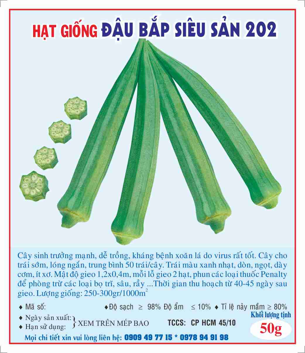 Hạt giống đậu bắp siêu sản 202 50g 