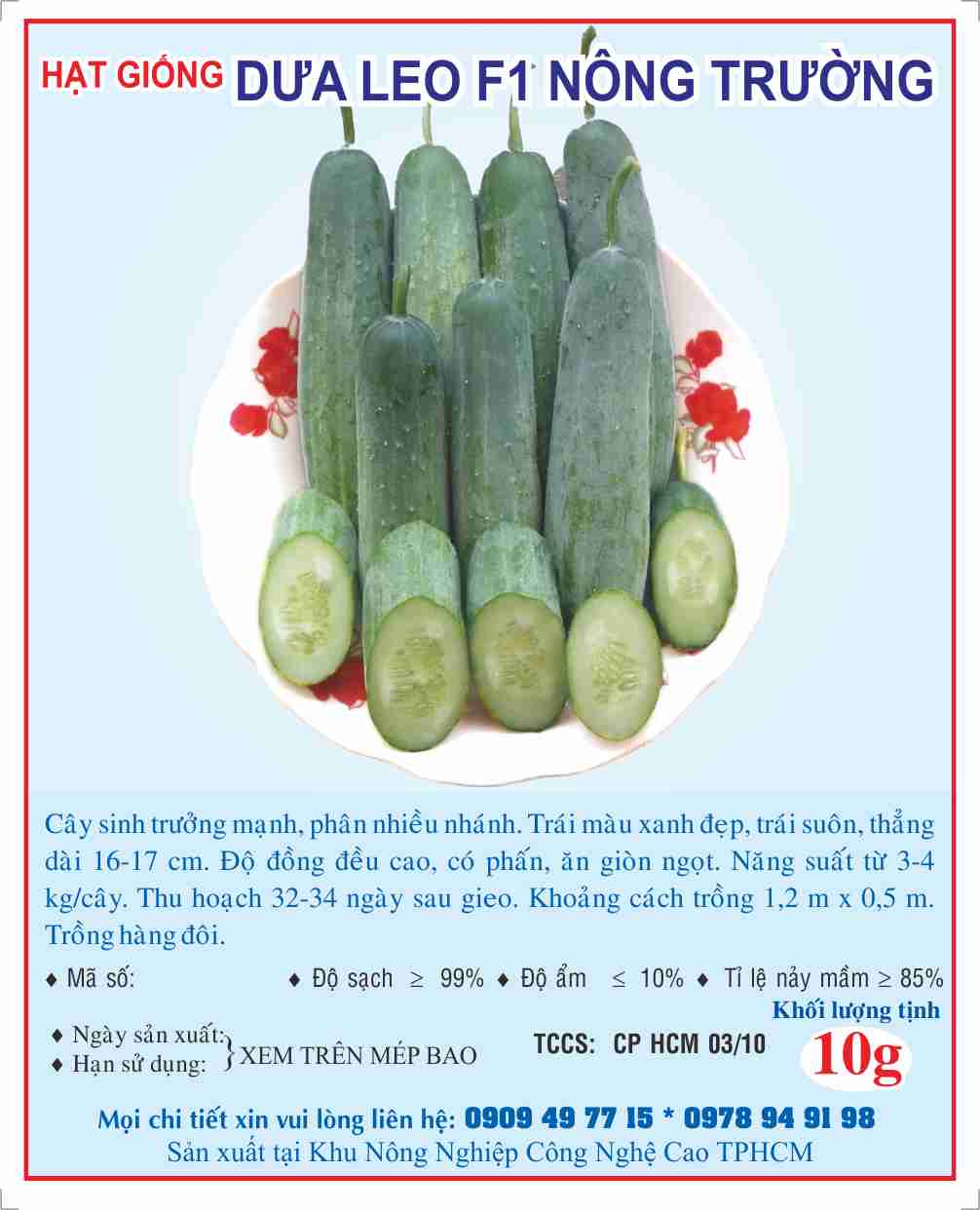 Hạt giống dưa leo F1 411 10g 